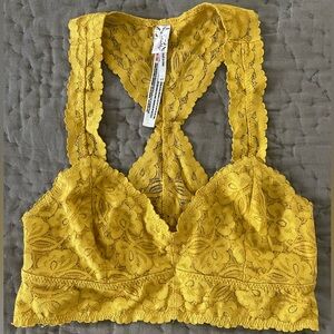 Free People Intimately Mustard Yellow Galloon Lace Bralette Small/Petite Boho